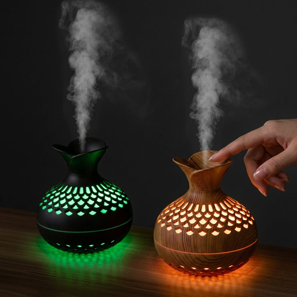 Wood Grain Aroma Diffuser with Ultrasonic Mist